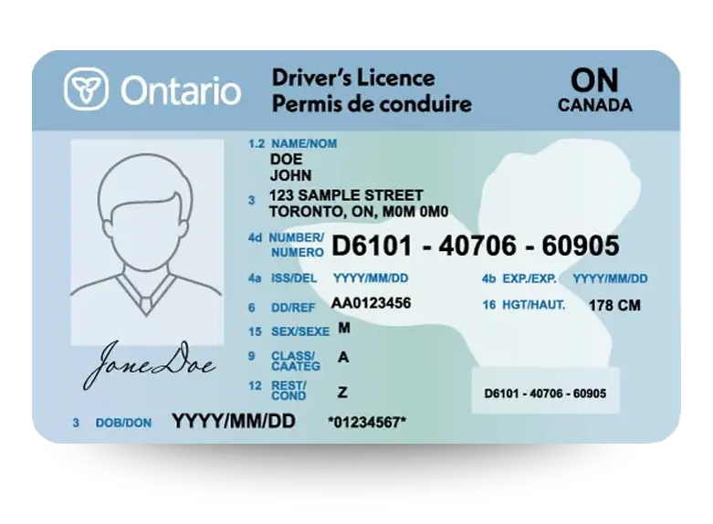 Ontario Driving Licence